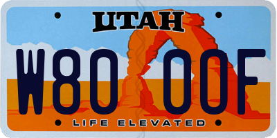 UT license plate W800OF