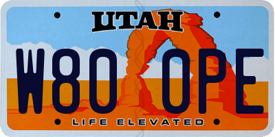 UT license plate W800PE