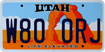 UT license plate W800RJ
