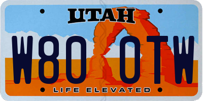 UT license plate W800TW