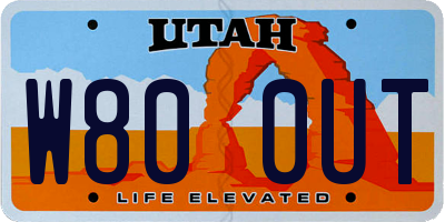 UT license plate W800UT