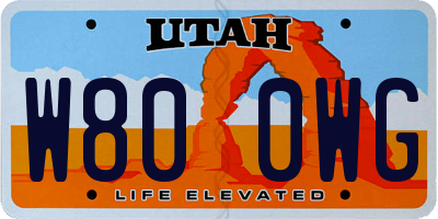 UT license plate W800WG