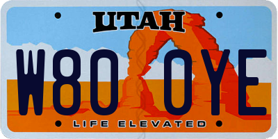 UT license plate W800YE