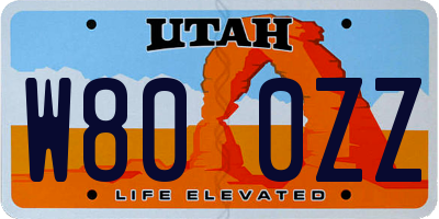 UT license plate W800ZZ