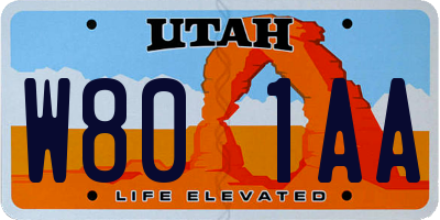 UT license plate W801AA