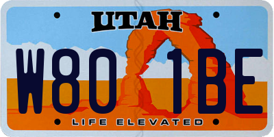 UT license plate W801BE