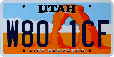 UT license plate W801CF
