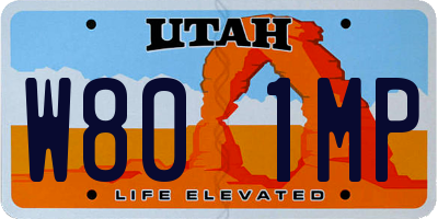 UT license plate W801MP