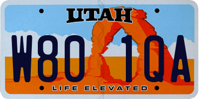 UT license plate W801QA