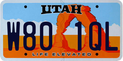 UT license plate W801QL