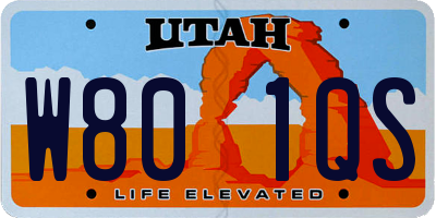 UT license plate W801QS