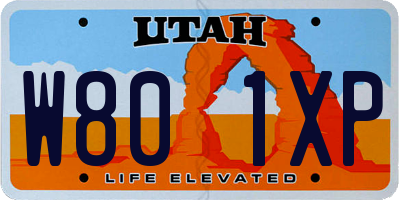 UT license plate W801XP