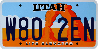 UT license plate W802EN