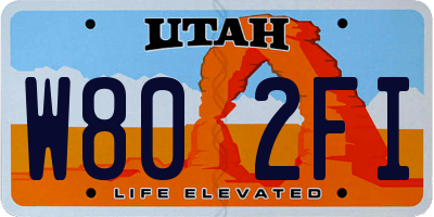 UT license plate W802FI