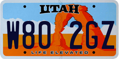 UT license plate W802GZ