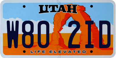 UT license plate W802ID
