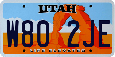 UT license plate W802JE