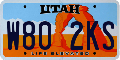 UT license plate W802KS