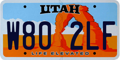 UT license plate W802LF