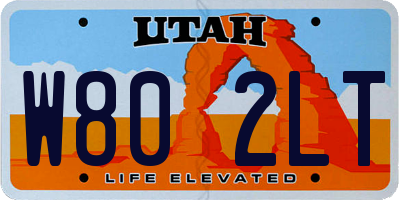 UT license plate W802LT