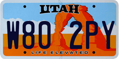UT license plate W802PY