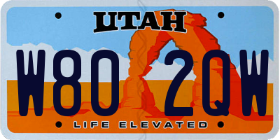 UT license plate W802QW