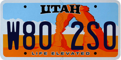 UT license plate W802SO