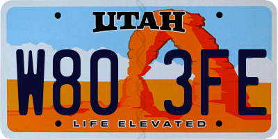 UT license plate W803FE