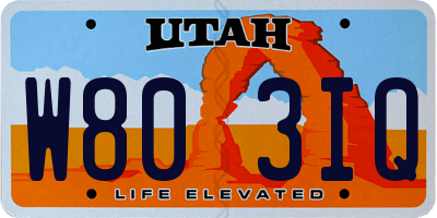 UT license plate W803IQ