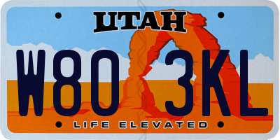 UT license plate W803KL