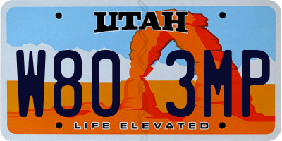 UT license plate W803MP