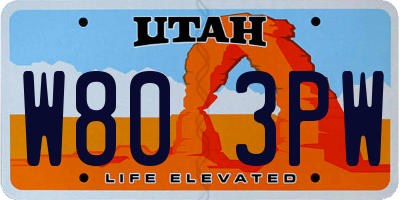 UT license plate W803PW