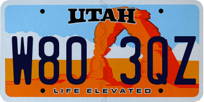 UT license plate W803QZ