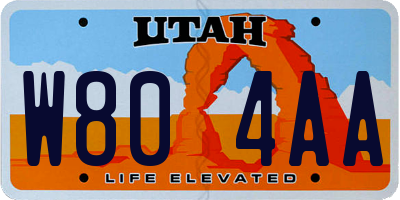 UT license plate W804AA