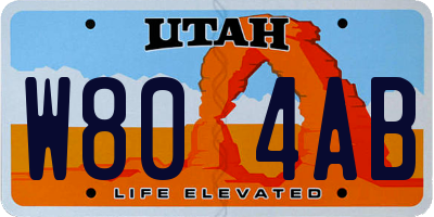 UT license plate W804AB