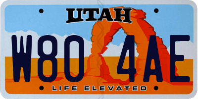 UT license plate W804AE
