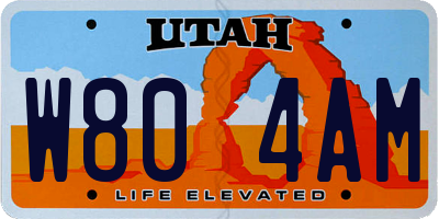 UT license plate W804AM
