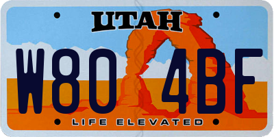 UT license plate W804BF
