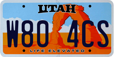 UT license plate W804CS