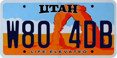 UT license plate W804DB