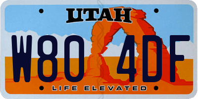 UT license plate W804DF