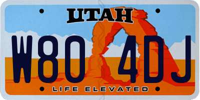 UT license plate W804DJ