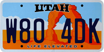 UT license plate W804DK