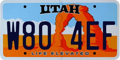 UT license plate W804EF