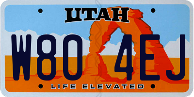 UT license plate W804EJ