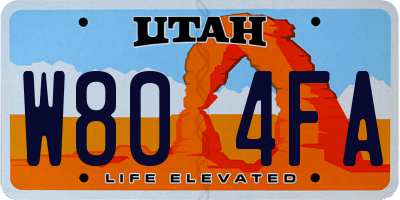 UT license plate W804FA