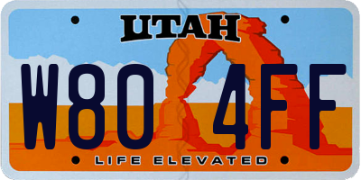 UT license plate W804FF