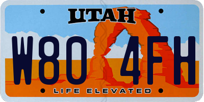 UT license plate W804FH