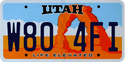 UT license plate W804FI