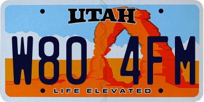 UT license plate W804FM
